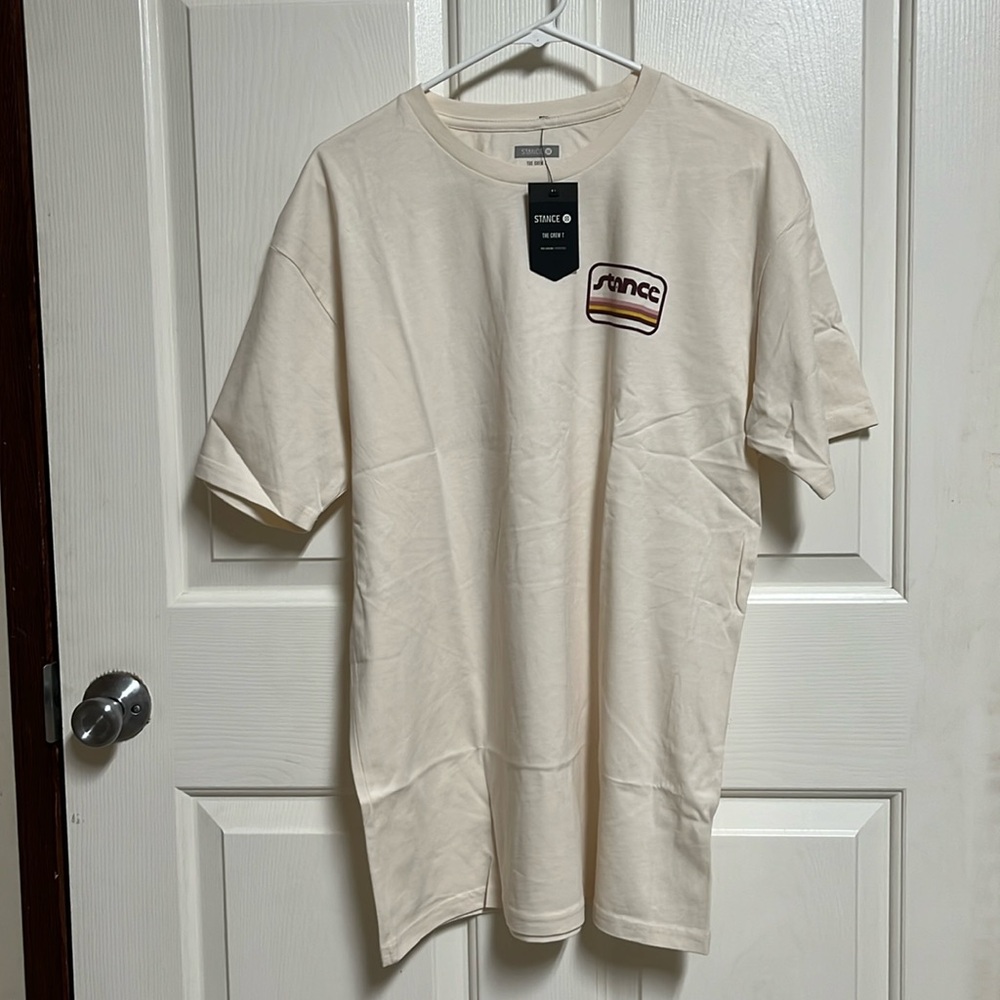 Stance The Crew Tee Shirt Mens Cream Size Large